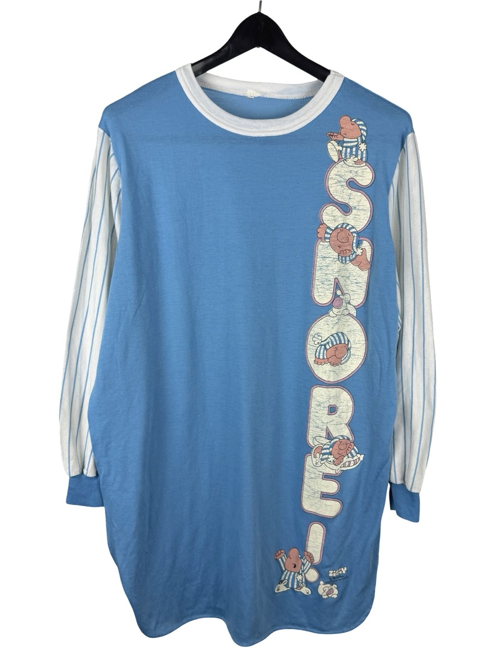 Vintage 90s Women’s Snorel Cartoon Baby Blue Lounge Night Gown One Size